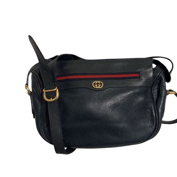 Gucci Navy and Red Crossbody Bag with Gold-Tone Hardware - Picture 3 of 16